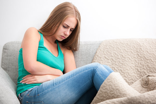 girl with stomach pain