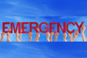 image of the word emergency depicting common plumbing emergencies