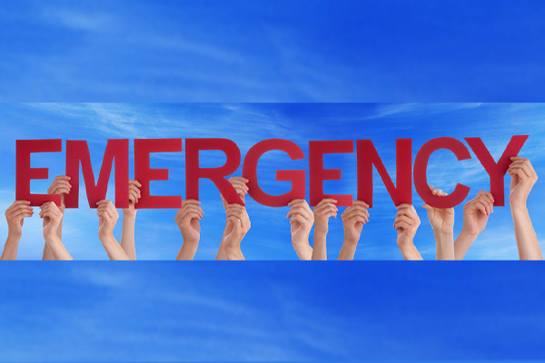 image of the word emergency depicting common plumbing emergencies