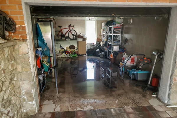 flooded garage after heavy rain