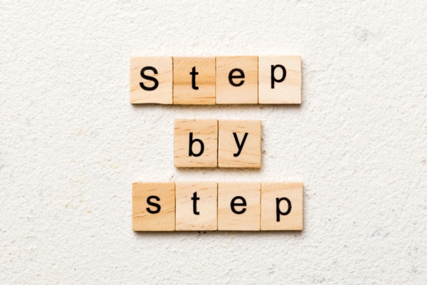 step by step spelled using wooden letter chips depicting Water Meter Reading