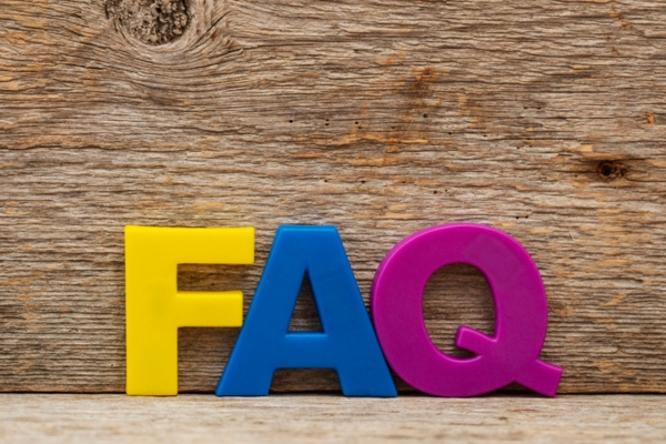 FAQ spelled using colorful 3D plastic letters depicting Turn Off Water Before Vacation questions